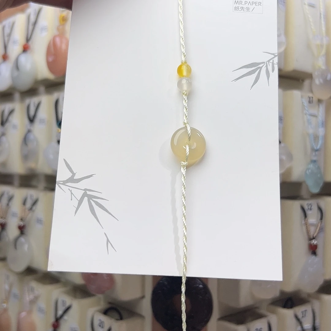 玛瑙/玉髓未镶嵌颈饰米色平安扣手绳