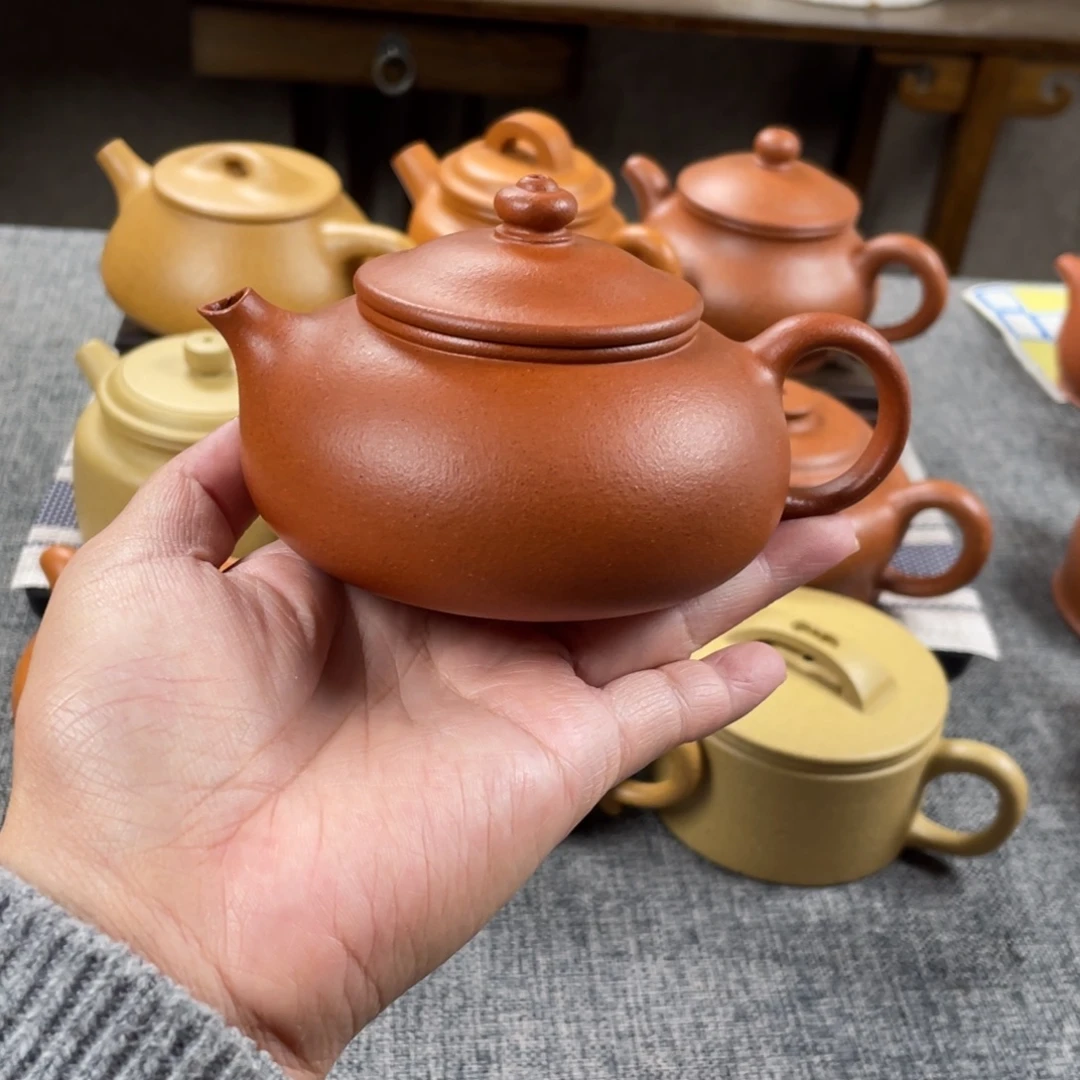 茶壶紫砂红降坡寒江全手纯红40目200