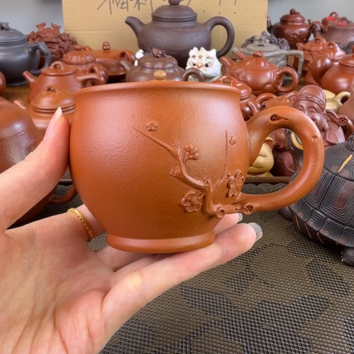 茶壶紫砂梅花杯朱泥