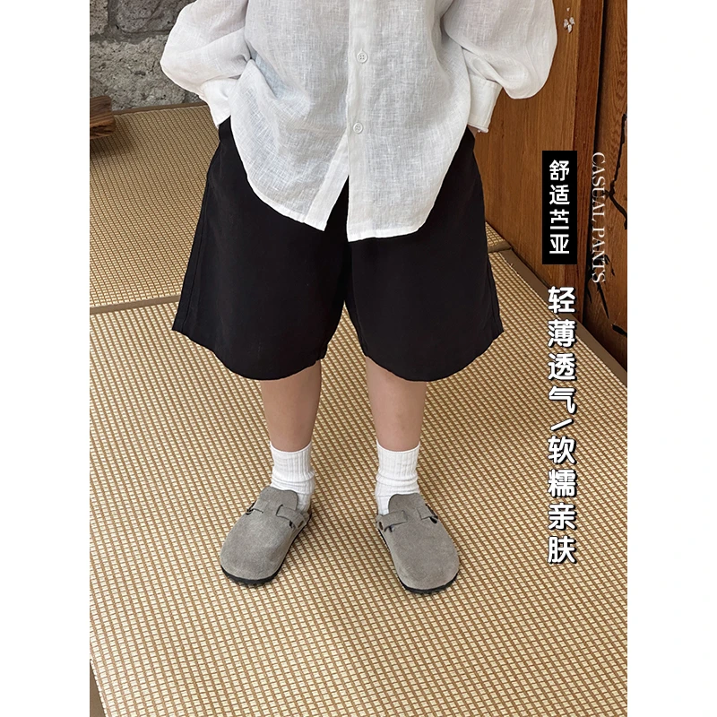 【现货】略略童装男童短裤夏季苎麻短裤透气舒适五分裤252KZ3039