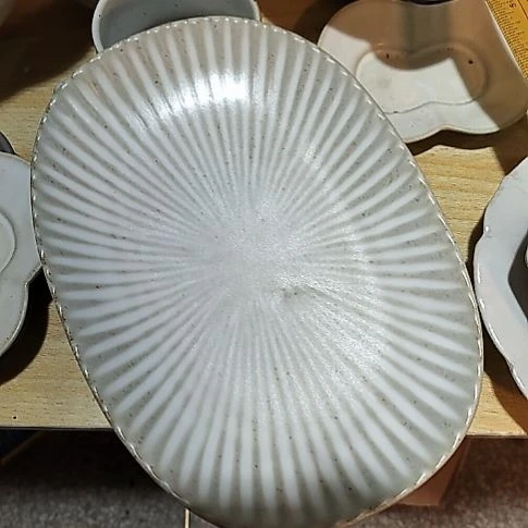 瓷片正品粗陶椭圆长盘一个