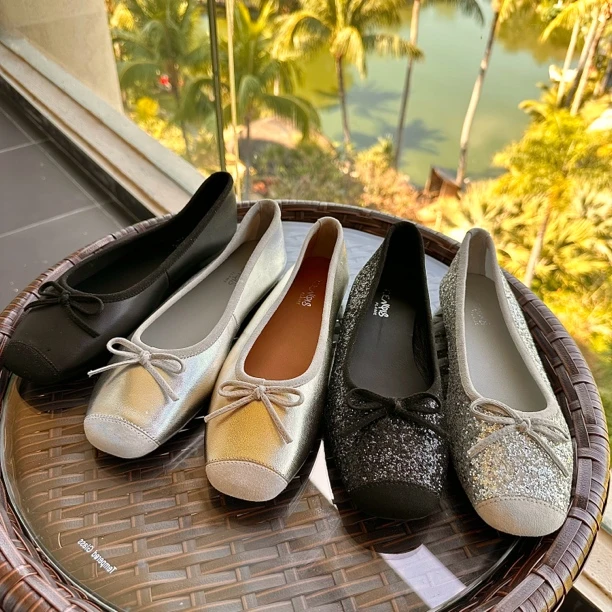 【REQINS FLAME】方头浅口平底芭蕾舞鞋优雅气质真皮舒适通勤百搭