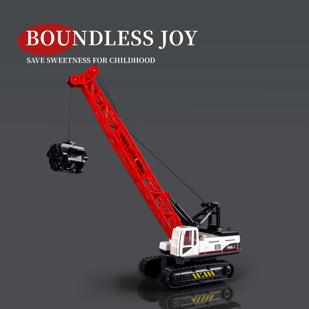 惯性可升降吊车玩具模型男孩女孩工程车少儿玩具6-8岁超长臂起重