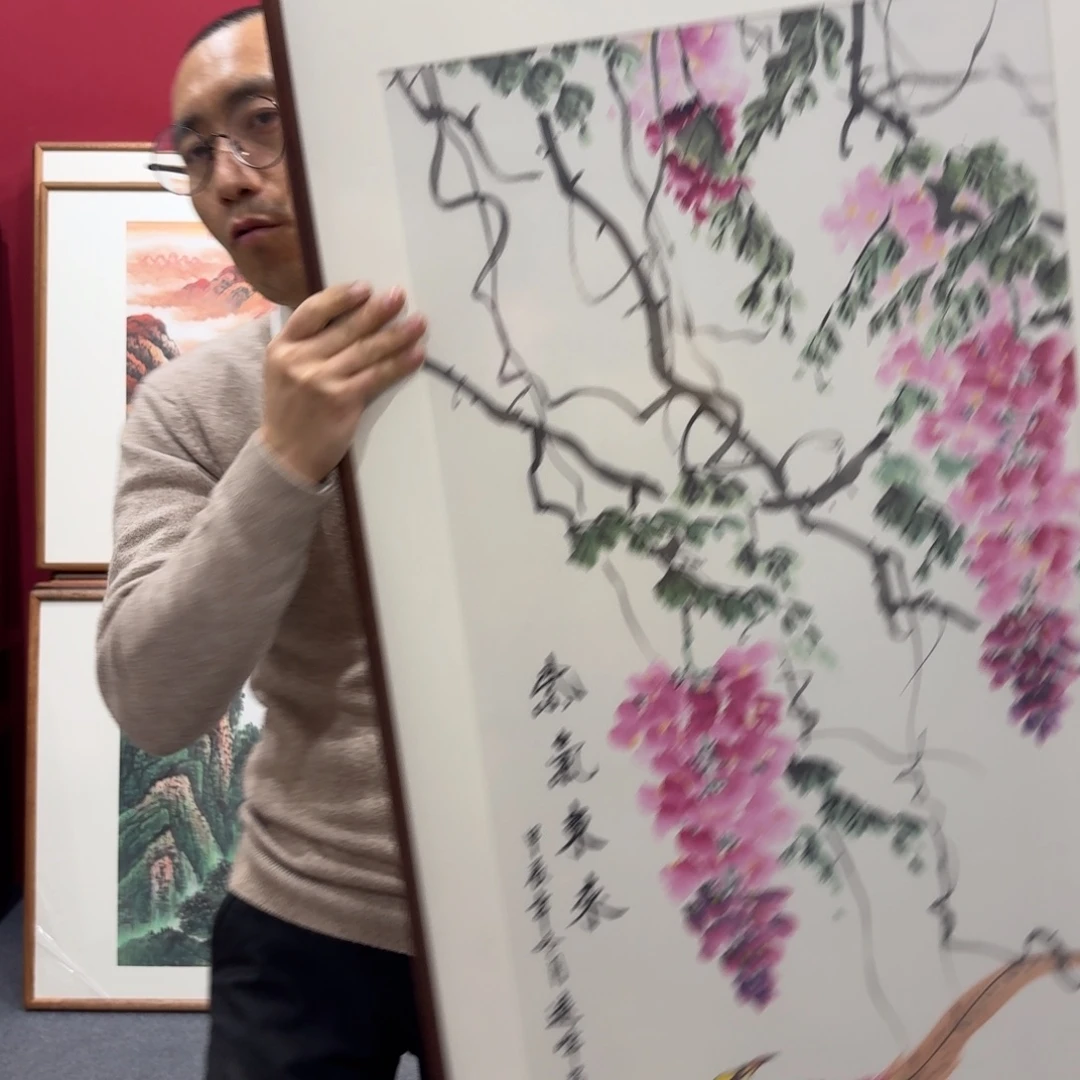 国画手绘作品带框120成80