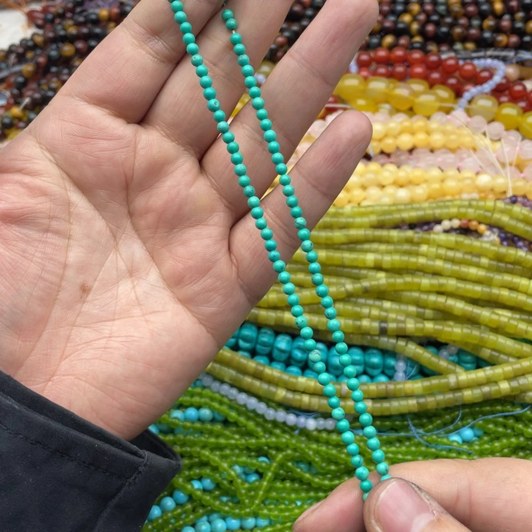 玛瑙/玉髓珠宝半成品未镶嵌一条装3mm绿松圆珠