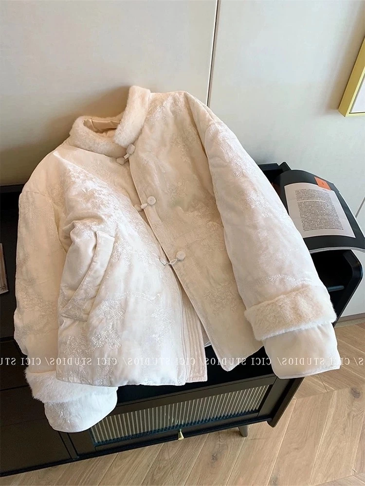 新中式立领轻奢风棉服女秋冬季复古气质国风保暖清冷禅意气质外套