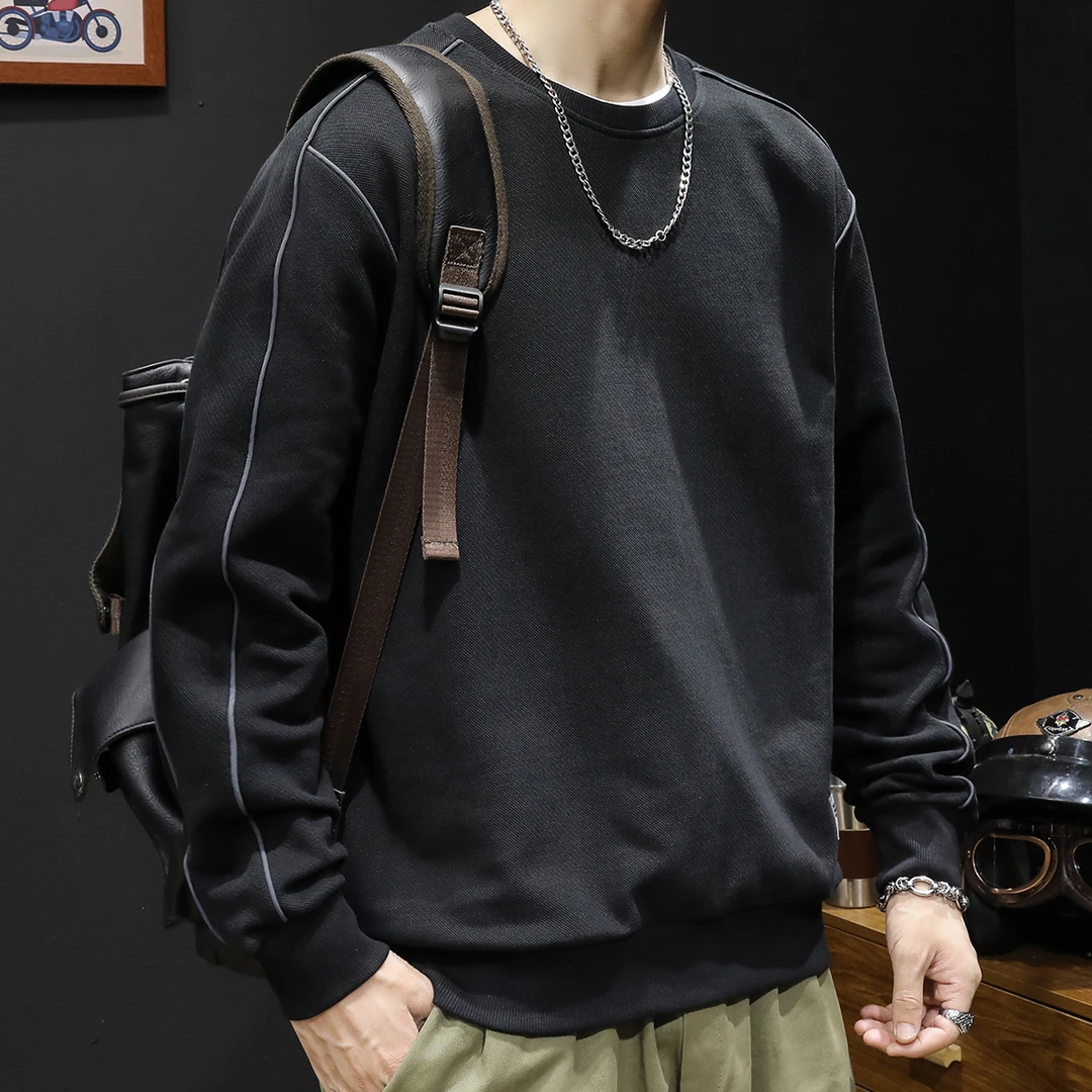 圆领卫衣男春秋潮宽松大码加肥加大男士秋季2025新款上衣长袖男款