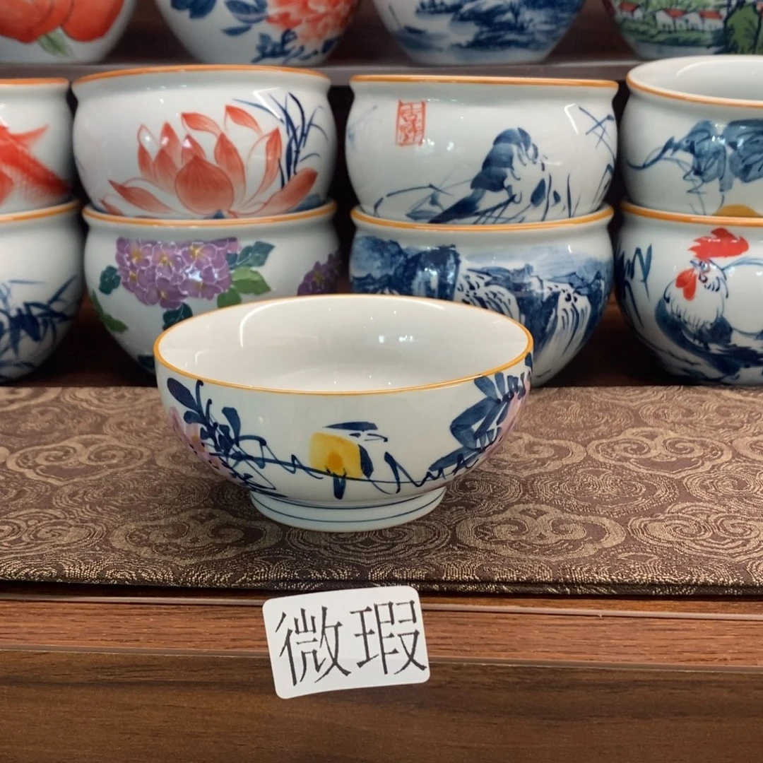 釉下手绘茶具微瑕手工绘制