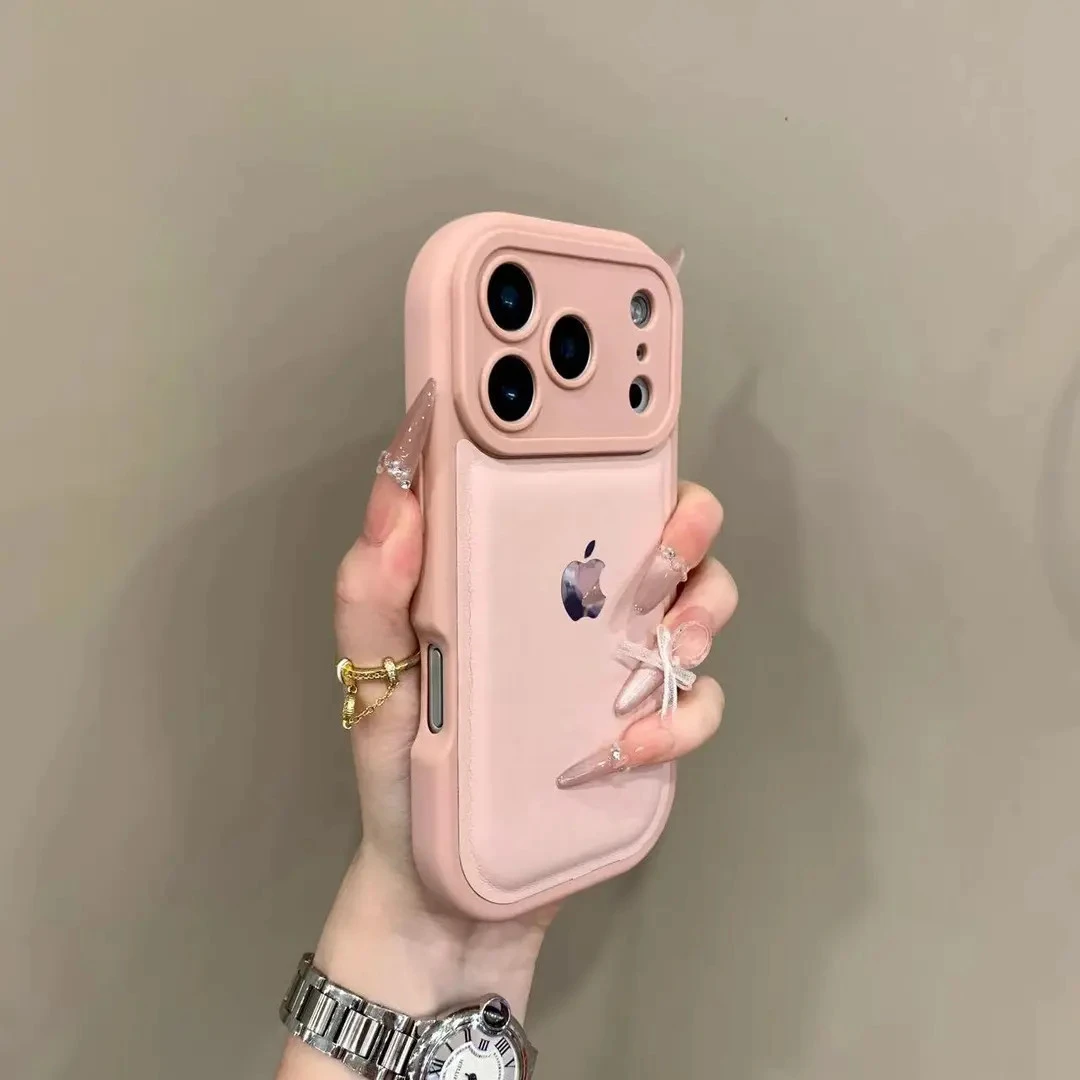 小众气垫皮纹适用iPhone16promax手机壳15/14/13网红防摔纯色ins