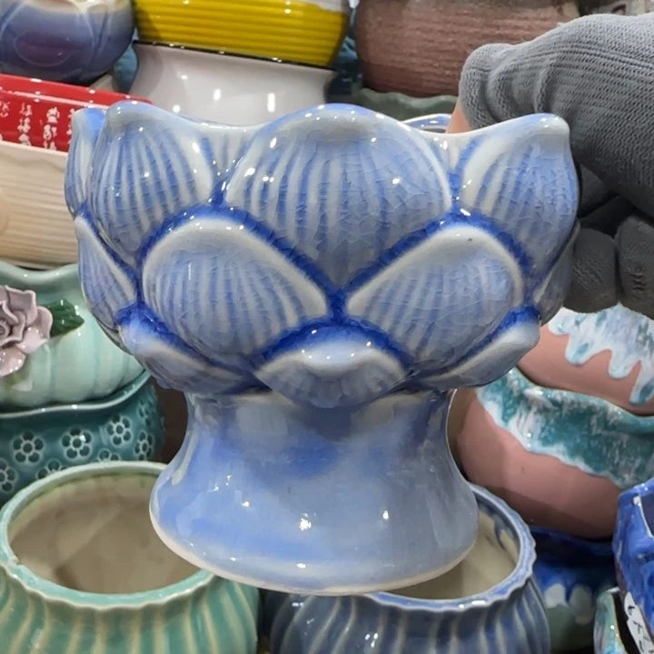 凑9块包邮，有孔，陶瓷花盆