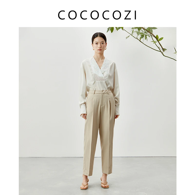 【橙子小店】 春夏女士通勤气质长袖亮片简约休闲上衣232CO033