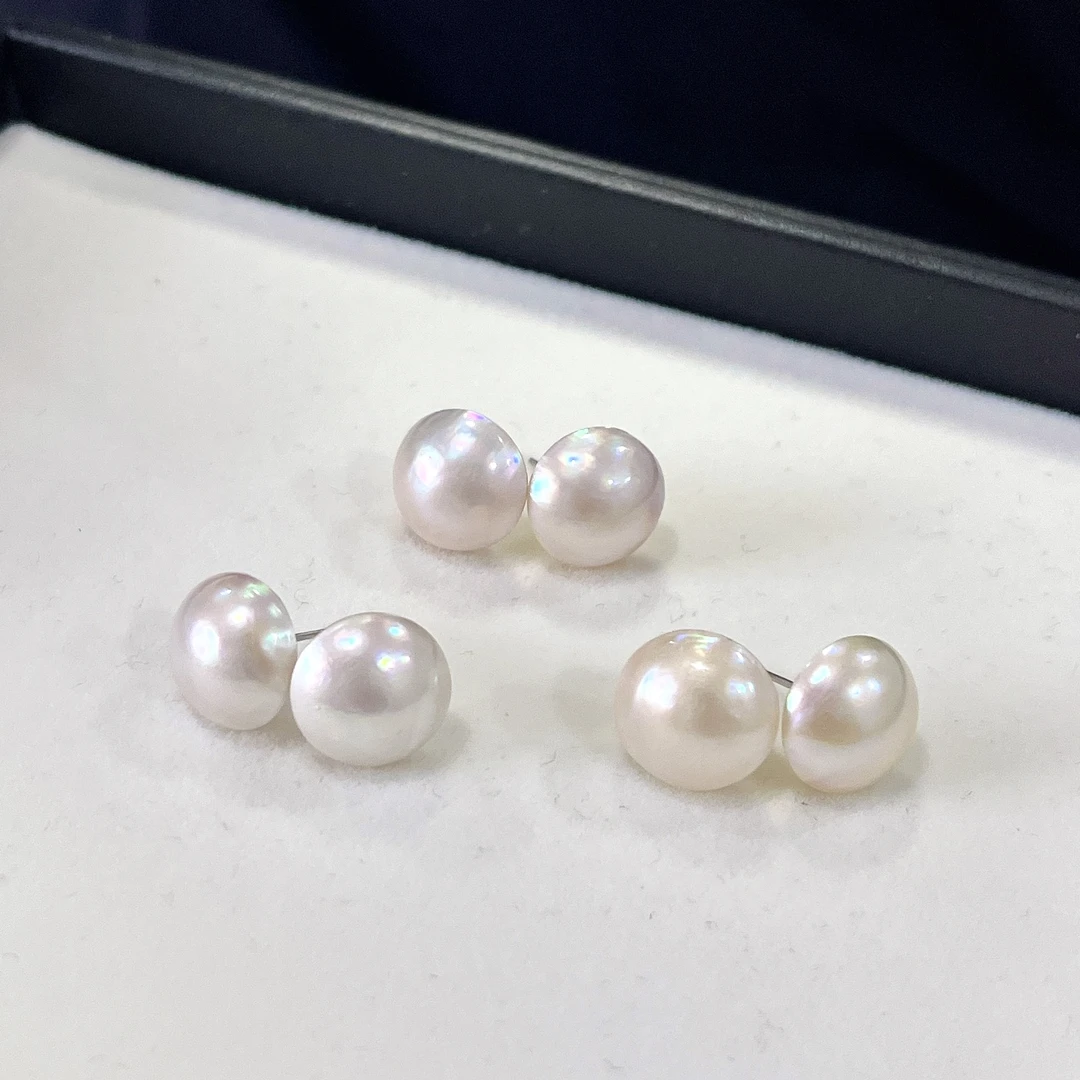 【LNDI】海水马贝珍珠耳钉/点位12-13MM/配件S925银多样性发货发一