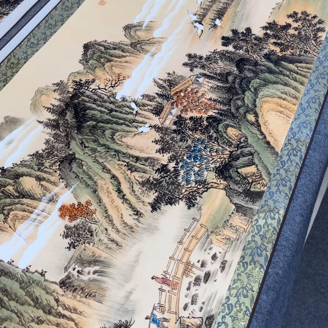 溪山隐逸六尺横幅东方美学装饰画210*70