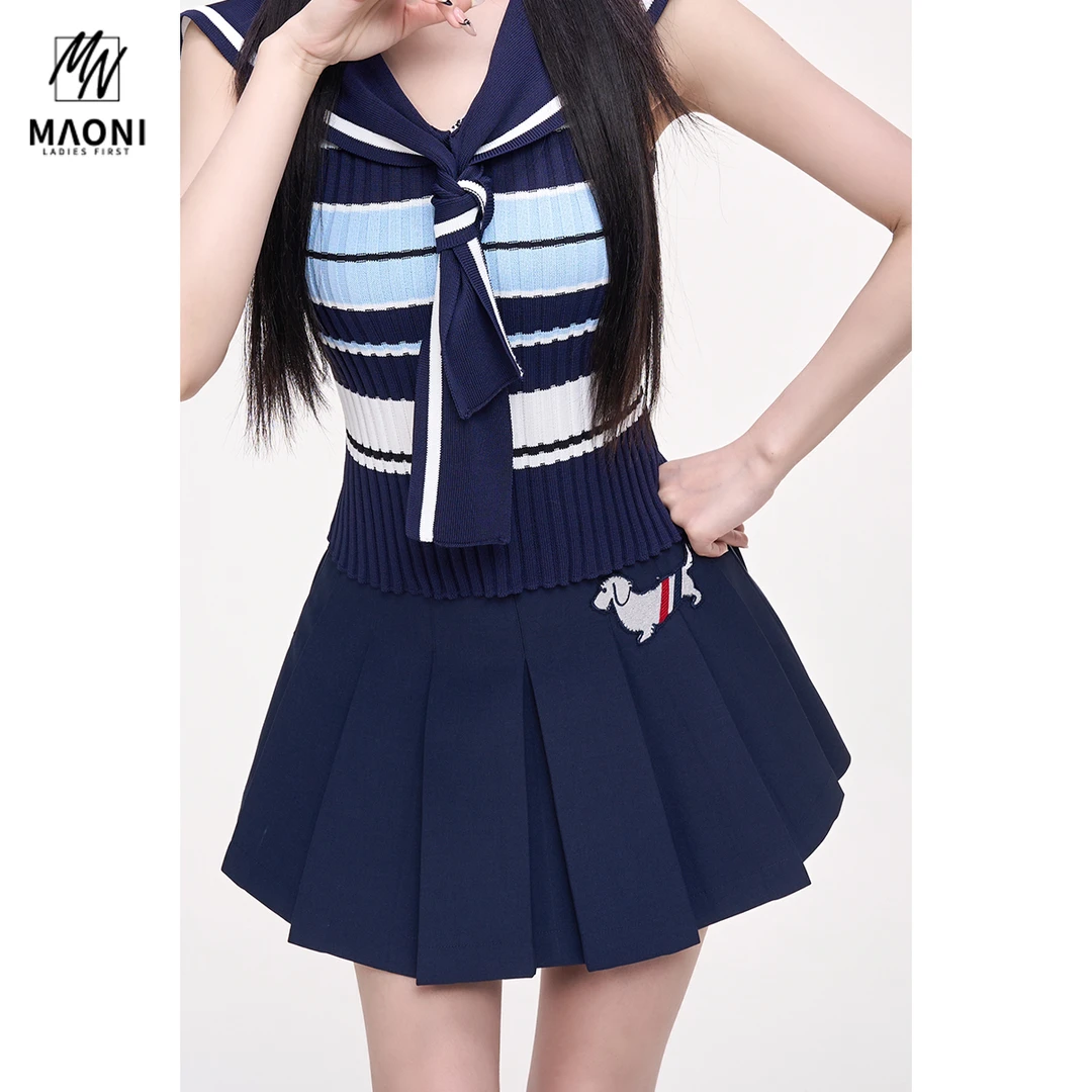 毛妮Peshe【学院风百褶裙】小狗刺绣高腰显瘦气质百搭短裤裙L1277