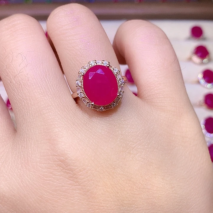 红宝石戒指银S925镶嵌