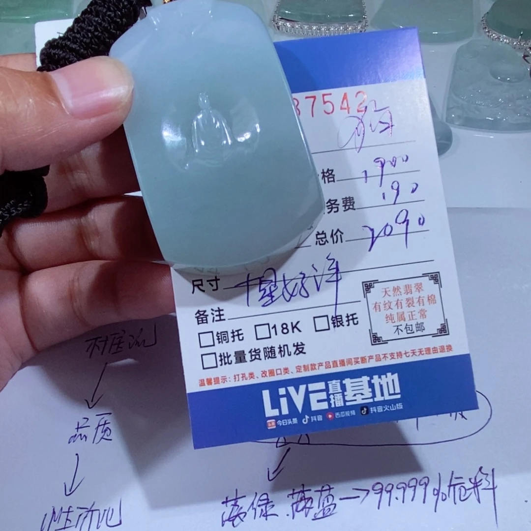 翡翠未镶嵌颈饰猫***鱼