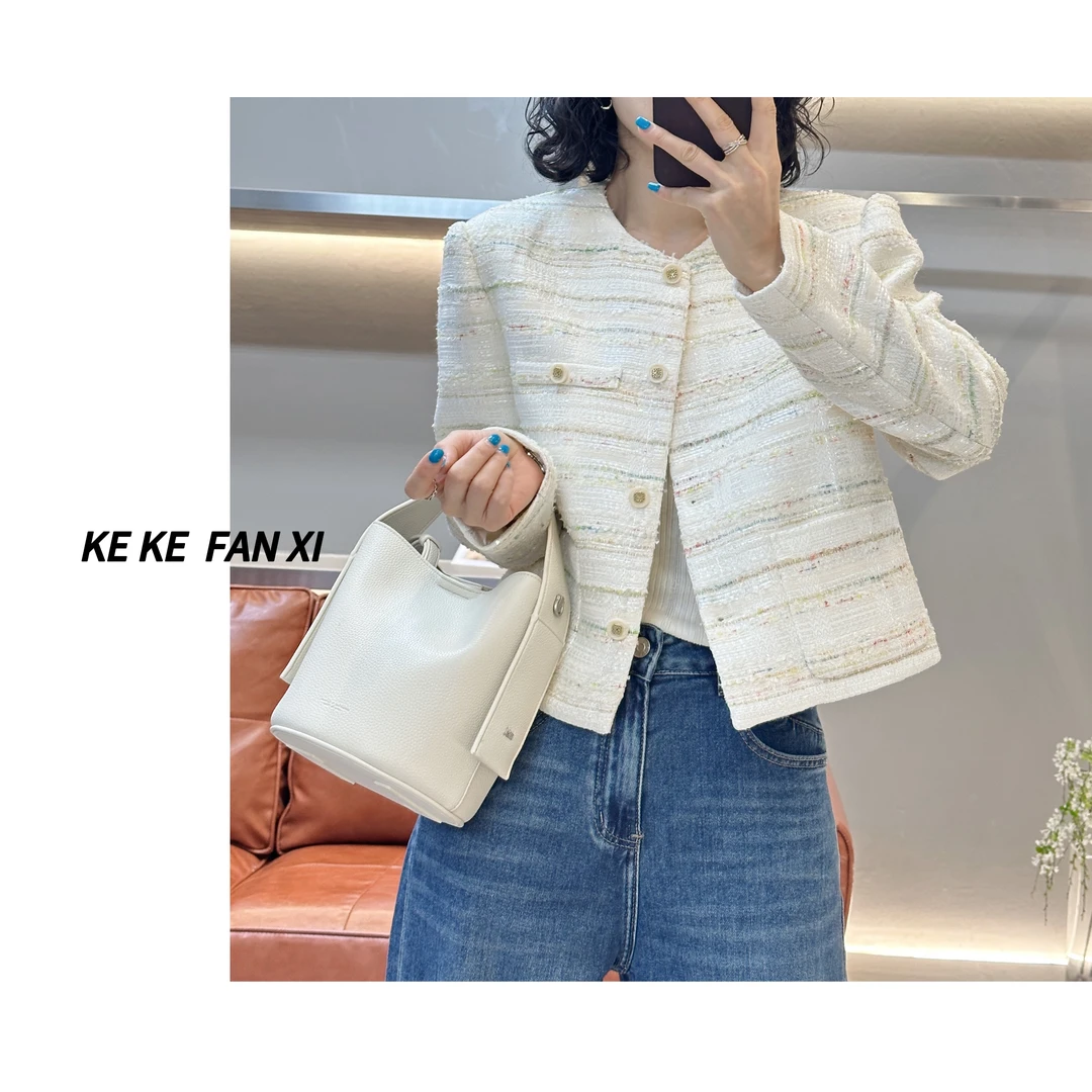 57011小香风外套气质白色轻奢时尚百搭法式小众春季