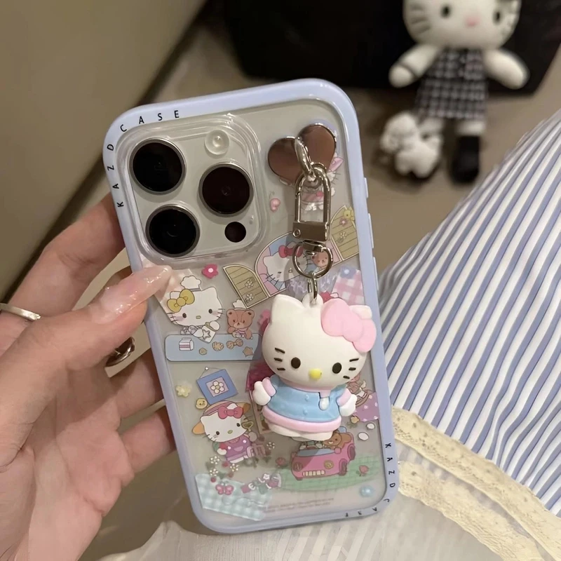 趣味小熊KT猫适用iPhone15promax卡通苹果16p手机壳可爱14p少女心