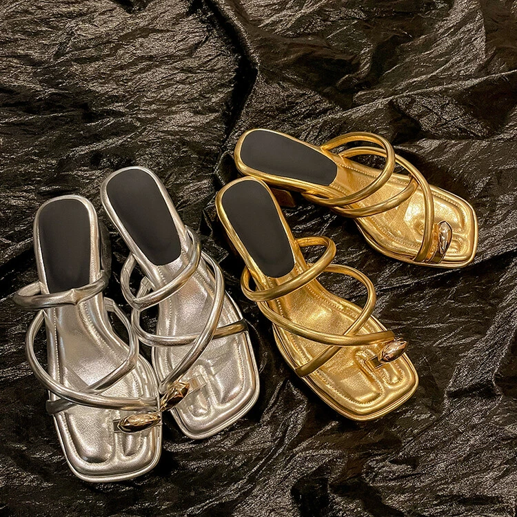 踩屎感小众设计师款拖鞋女鞋外穿配裙子的拖鞋粗跟凉拖鞋久穿不累