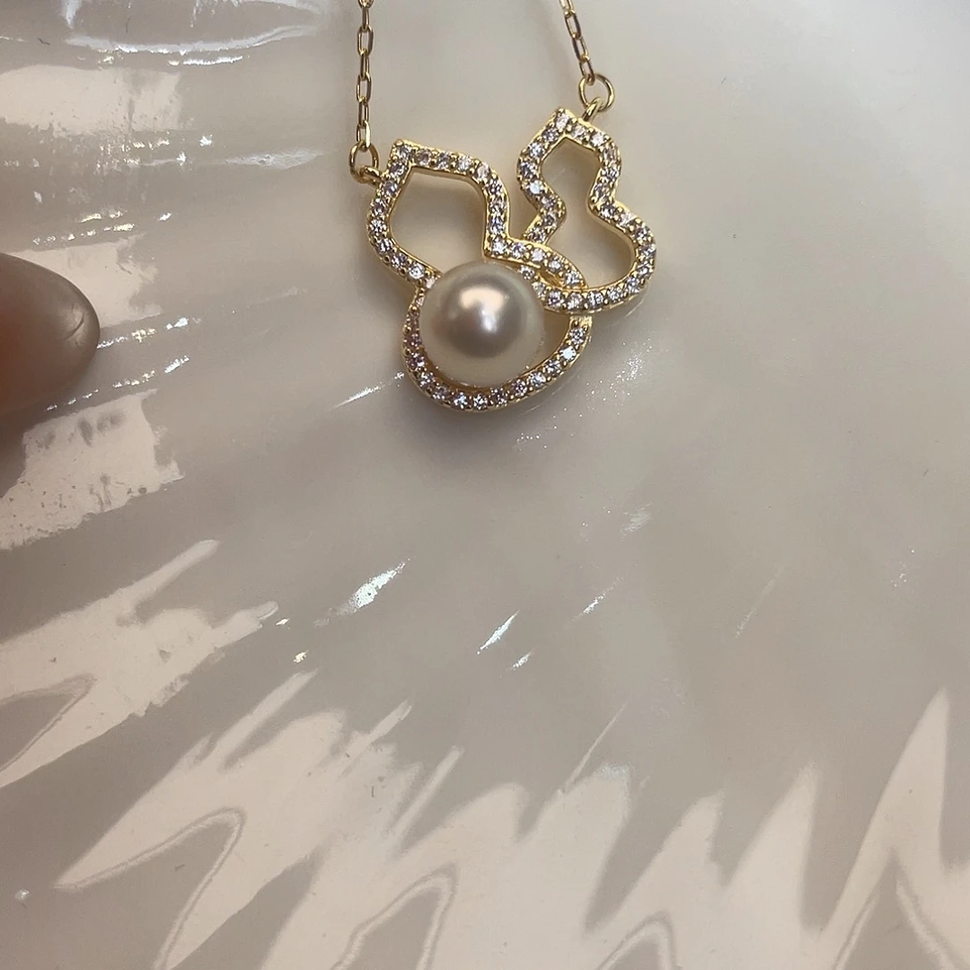 海水珍珠银S925镶嵌颈饰