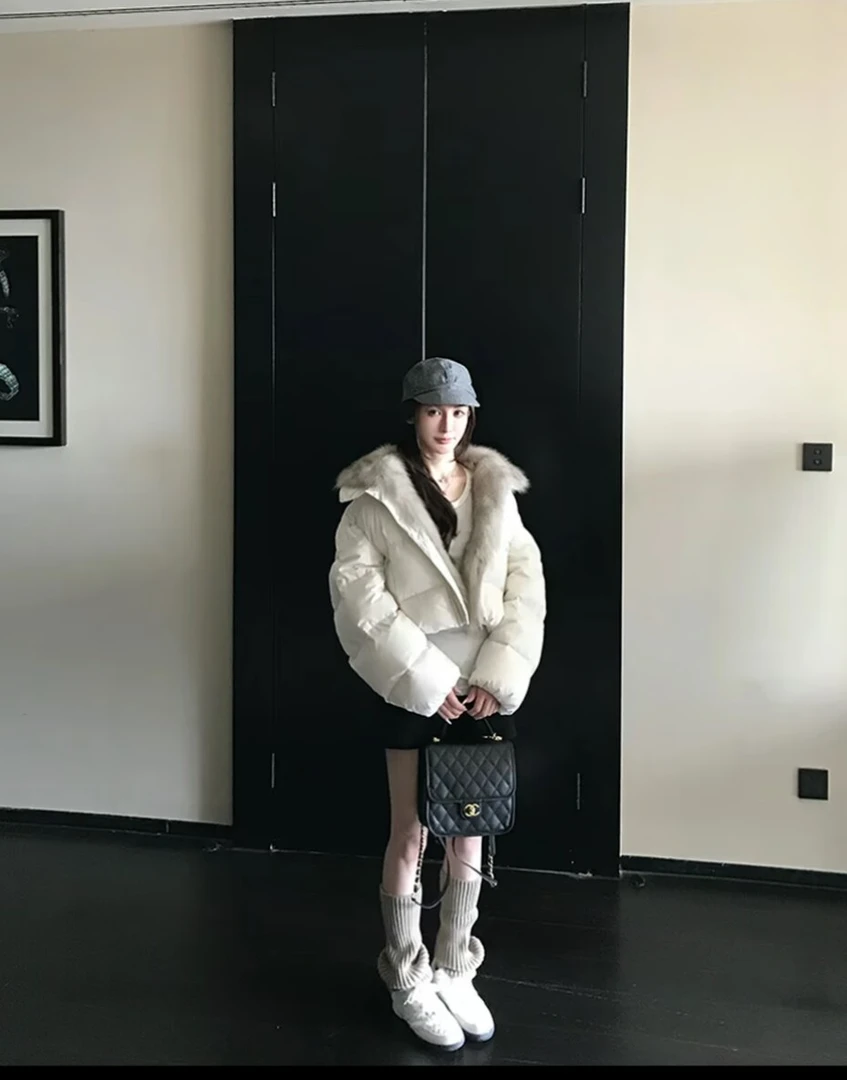 COCO"轻绒欧包"三星安心95白绒~三防超蓬松防狐狸毛绒服