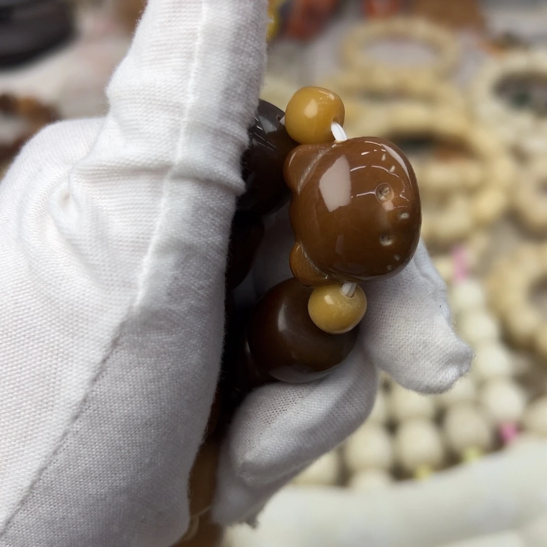 吊坠菩提根/象牙果深色巧克小熊单颗