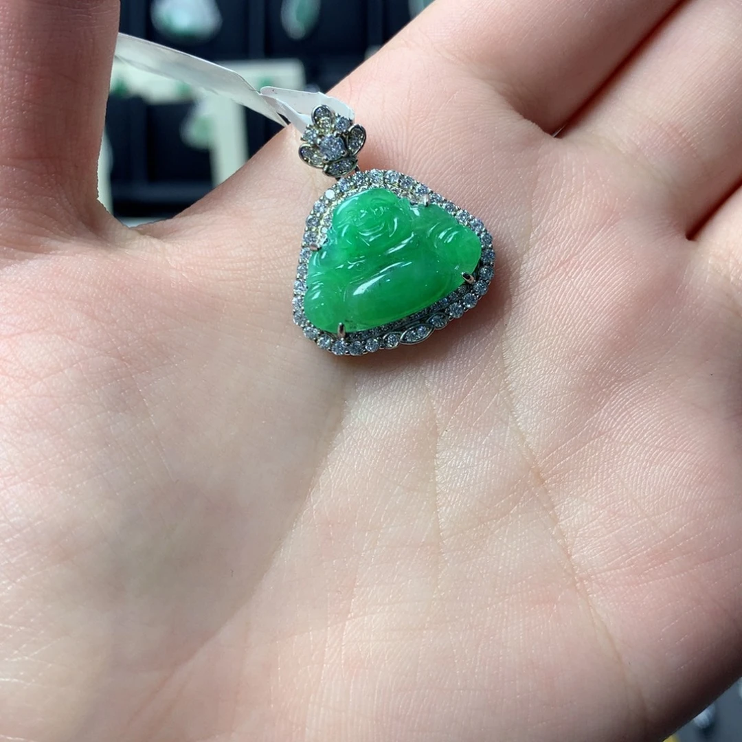 翡翠银S925镶嵌挂件