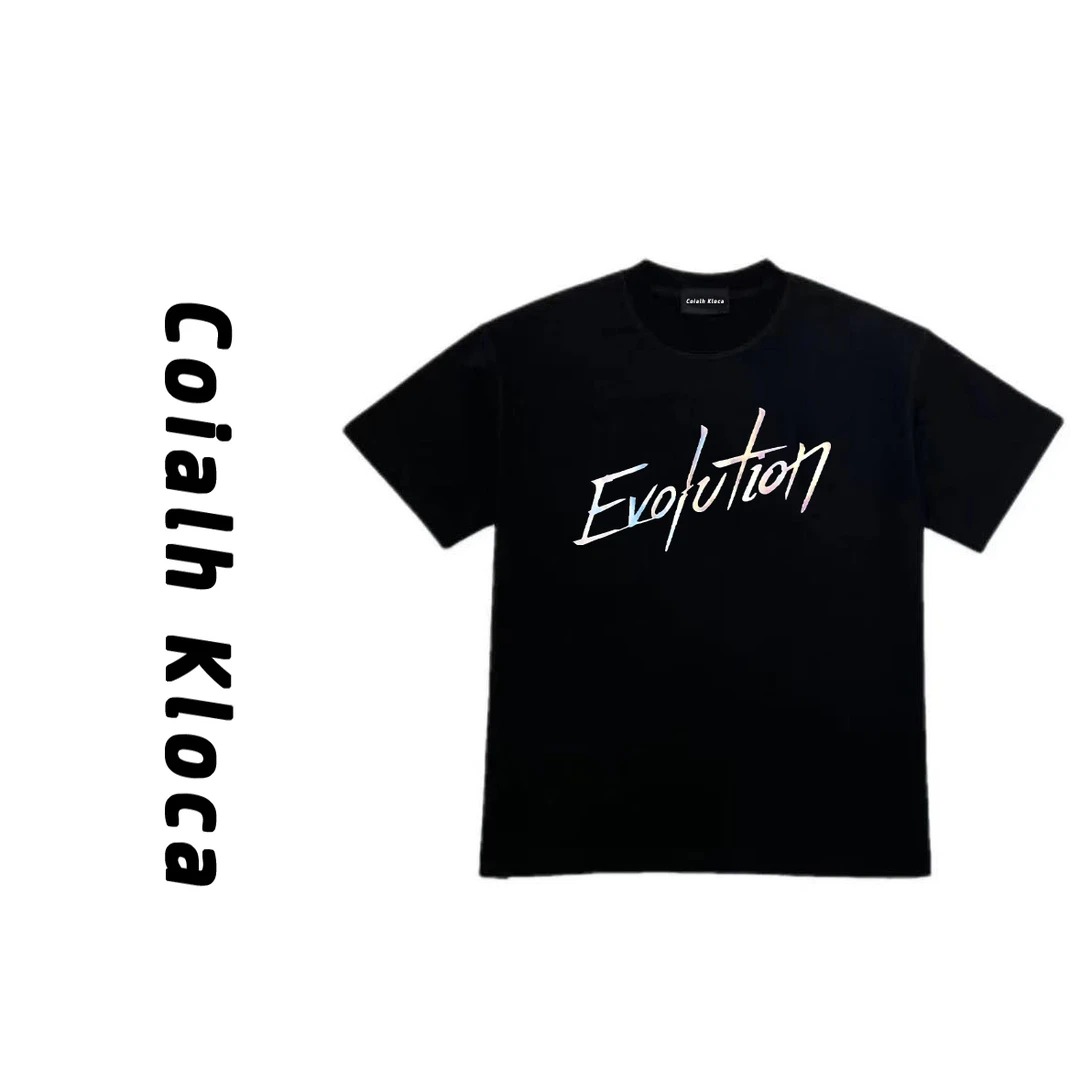 2025年新款纯棉印花上衣男圆领常规宽松透气短袖时尚潮流情侣T恤