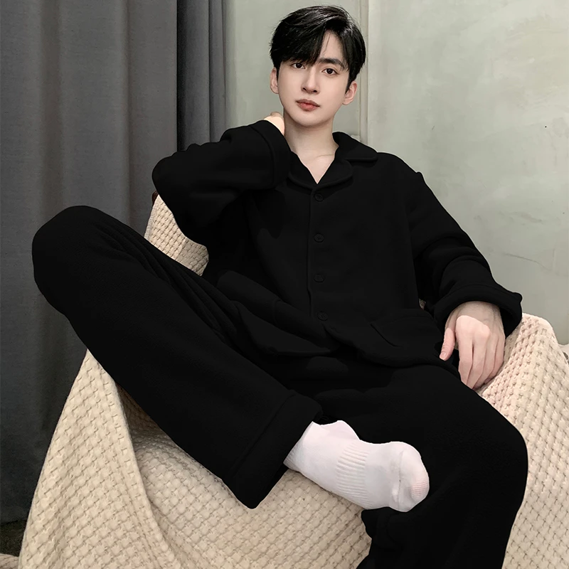 猫人珊瑚绒睡衣男士冬季加厚加绒摇粒绒秋冬款冬天男款大码家居服