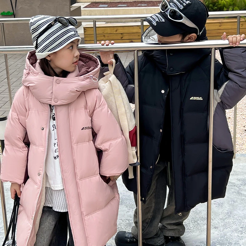 儿童羽绒服女童实体清仓中长款2024冬季新款保暖冬装中大童装外套