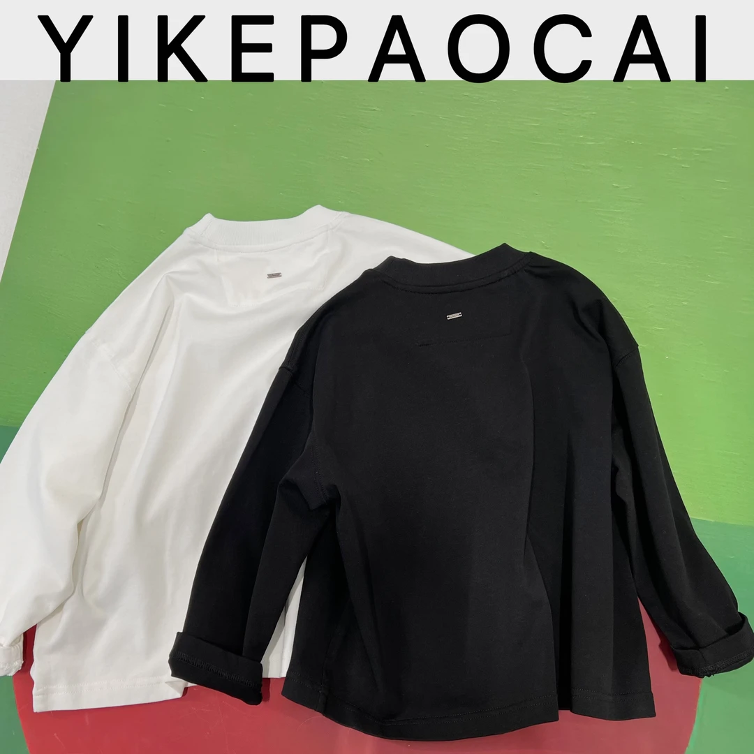 一颗泡菜「童装」9811《春》基础百搭黑白棉T