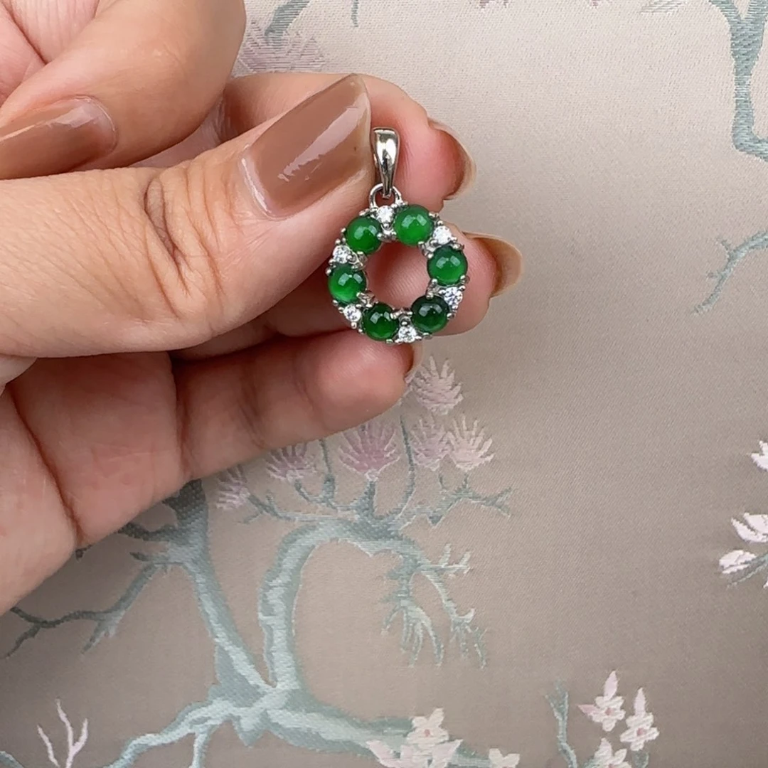 翡翠吊坠(不含链)银S925镶嵌?****?