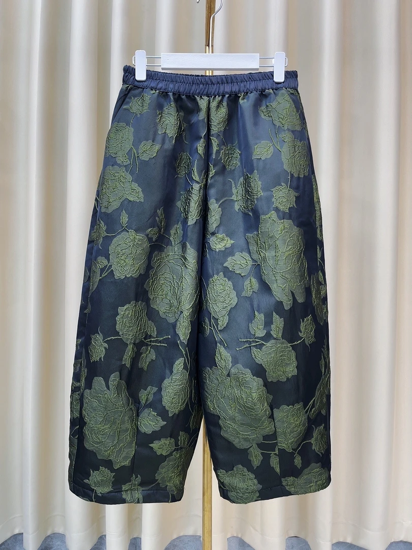 【玫瑰花棉裤】冬款重工刺绣加厚萝卜裤提花休闲秋冬加绒灯笼裤