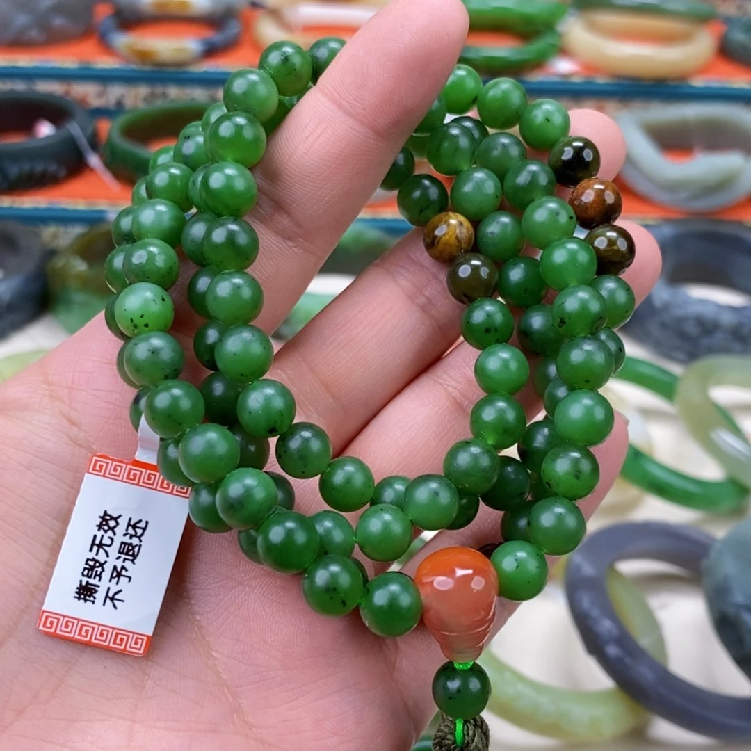 和田玉珠子108卡8未镶嵌