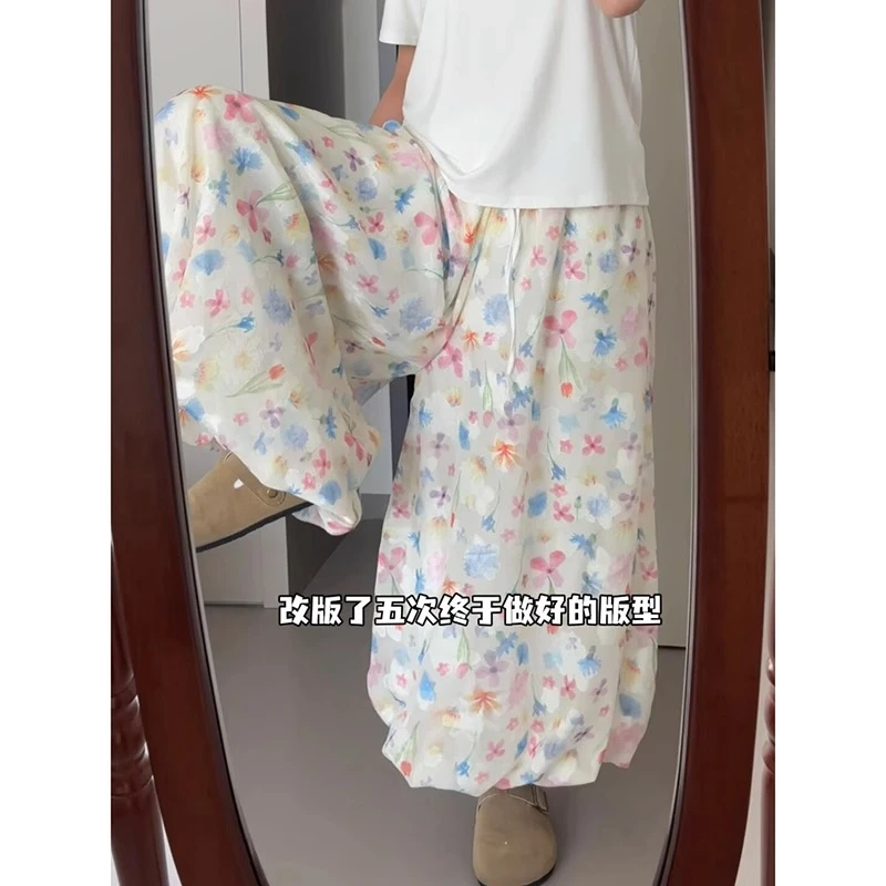 彩色甜美碎花花苞裙裤女2025新款夏阔腿温柔高腰显瘦休闲蓬蓬裤裙