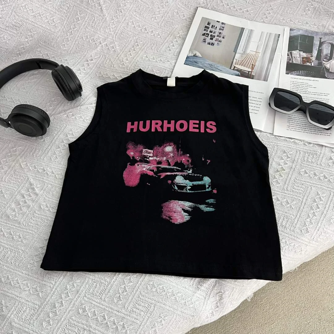 2025年夏季新款儿童短袖休闲百搭宽松时尚洋气10189黑色背心