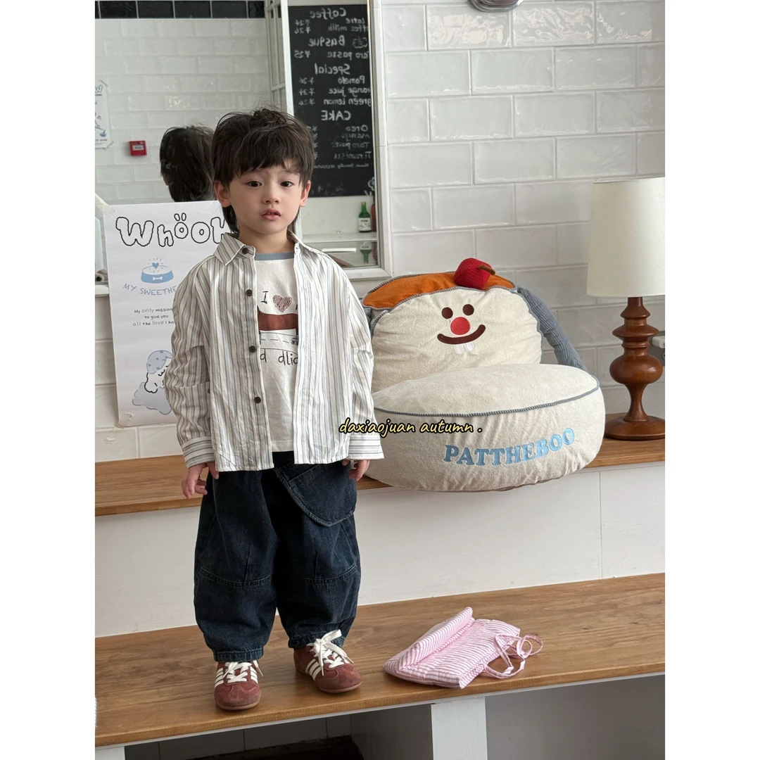 【大小卷】韩系秋款男宝条纹百搭衬衣-32903