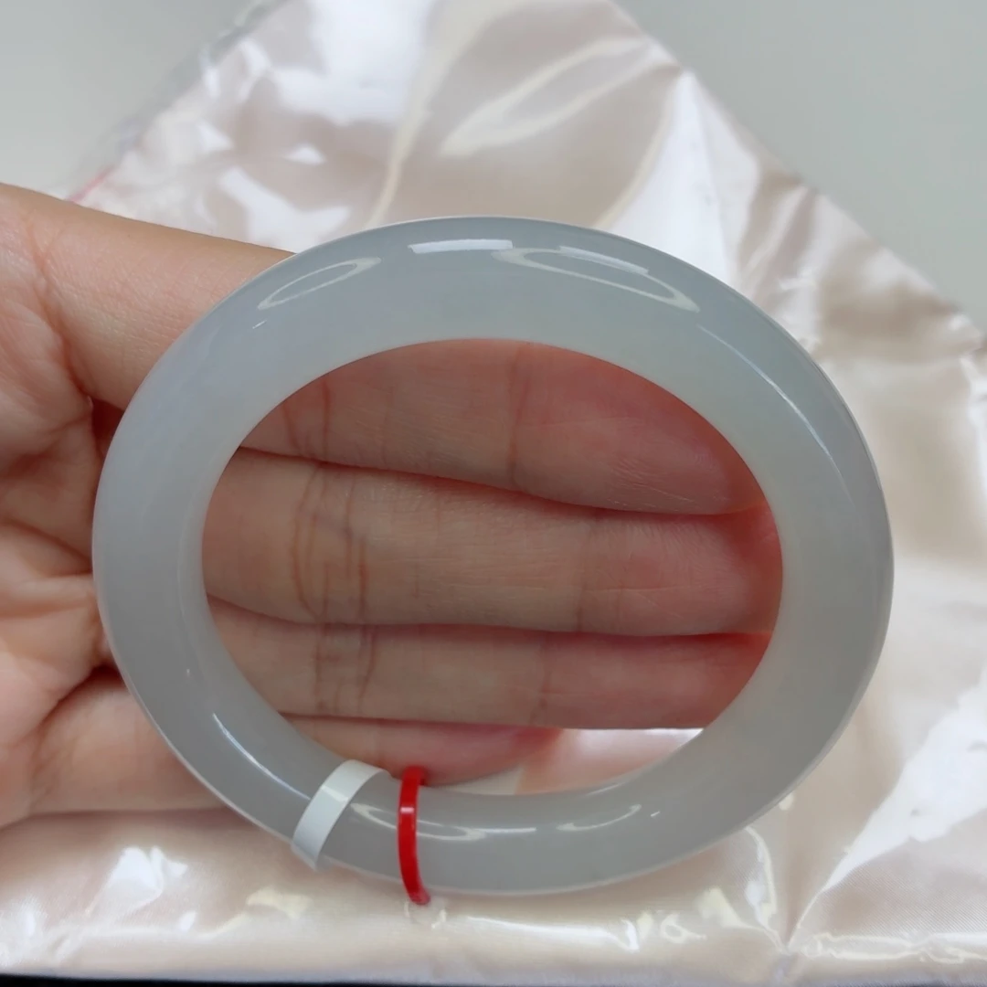 翡翠未镶嵌手镯老坑53圈冰胶透亮白月光020高货瑕疵漏