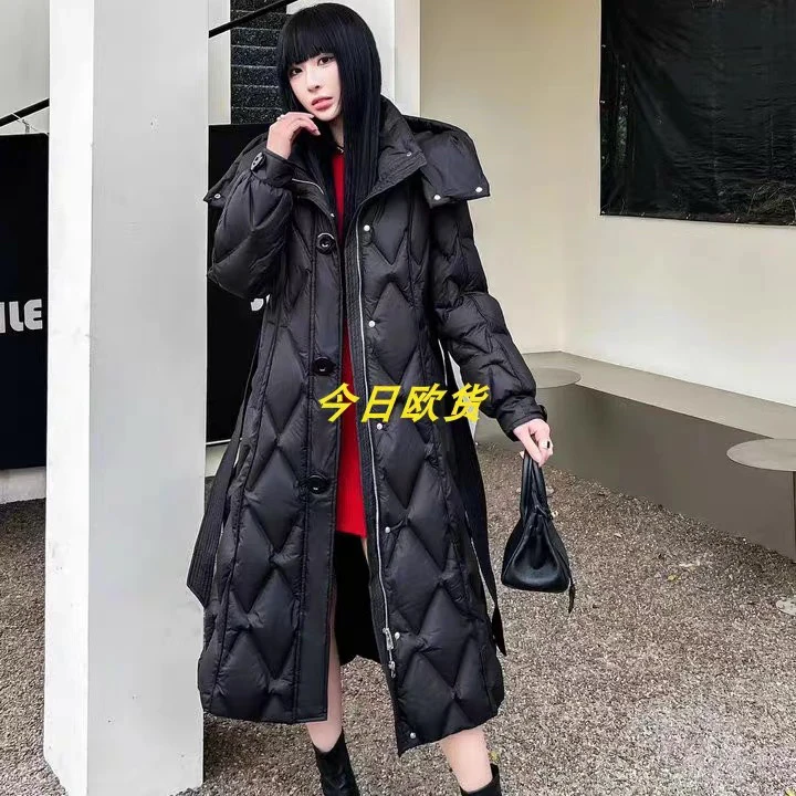 新款鹅绒服修身百搭气质显瘦女士长款冬季收腰