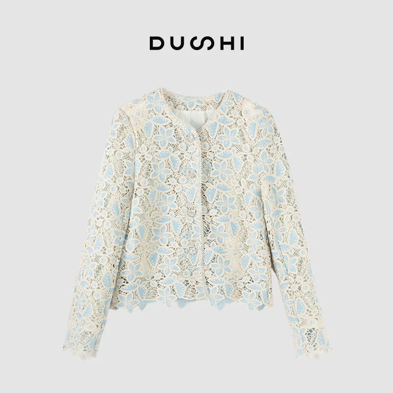 【独释】春回大地春季定制重工蕾丝刺绣镂空百搭外套DS65528
