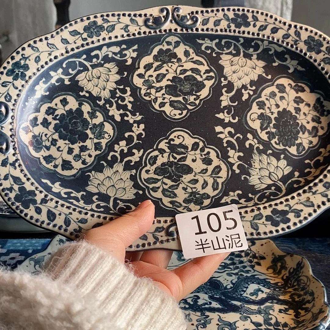 倾***城陶手工手绘青花高温陶瓷