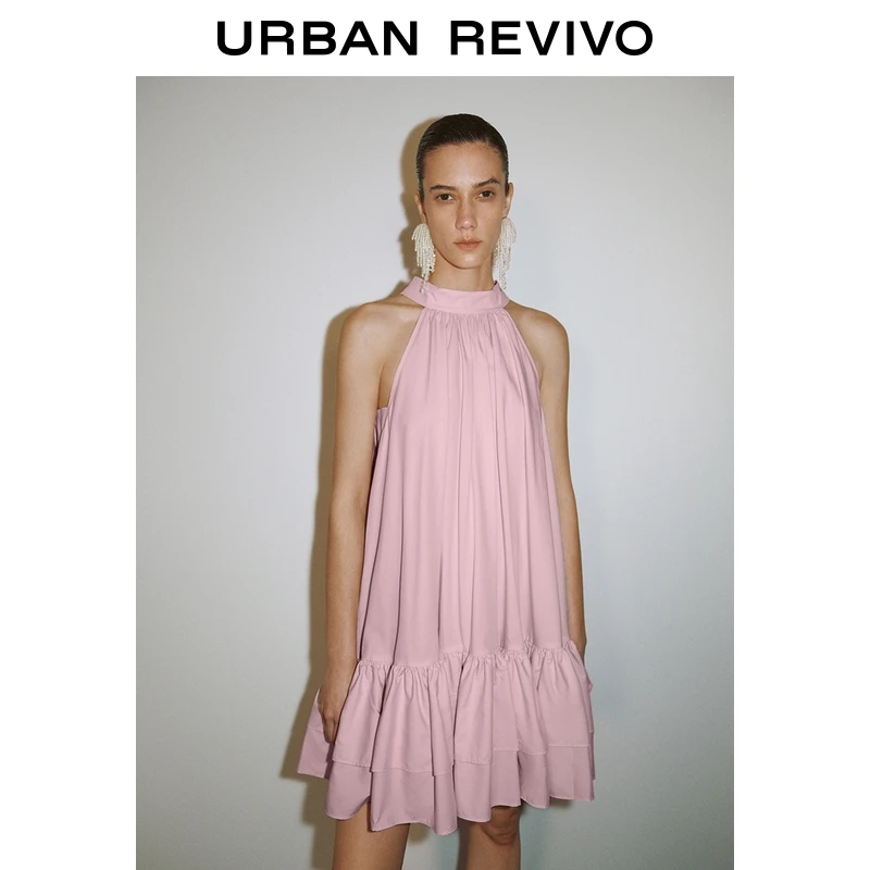 UR2025夏季新款女装气质度假风蝴蝶结飘带连衣裙UWG750201