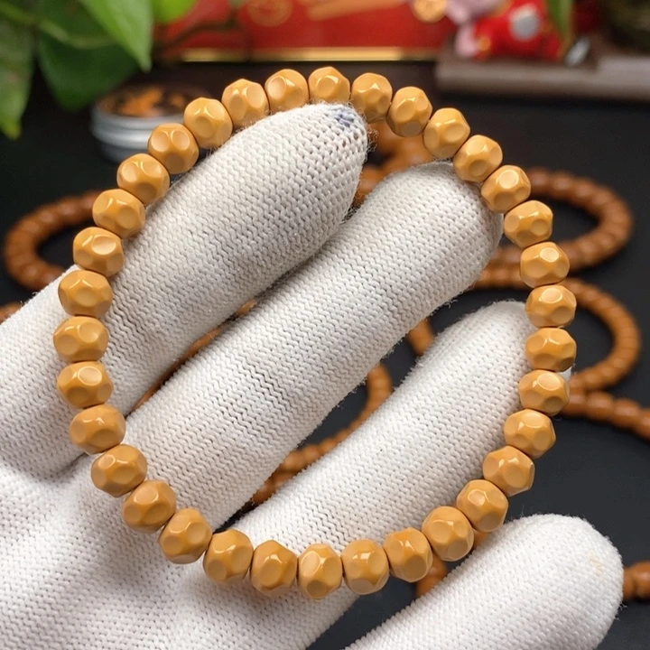 橄榄核手串6.8老挝核尖无相单圈全无白