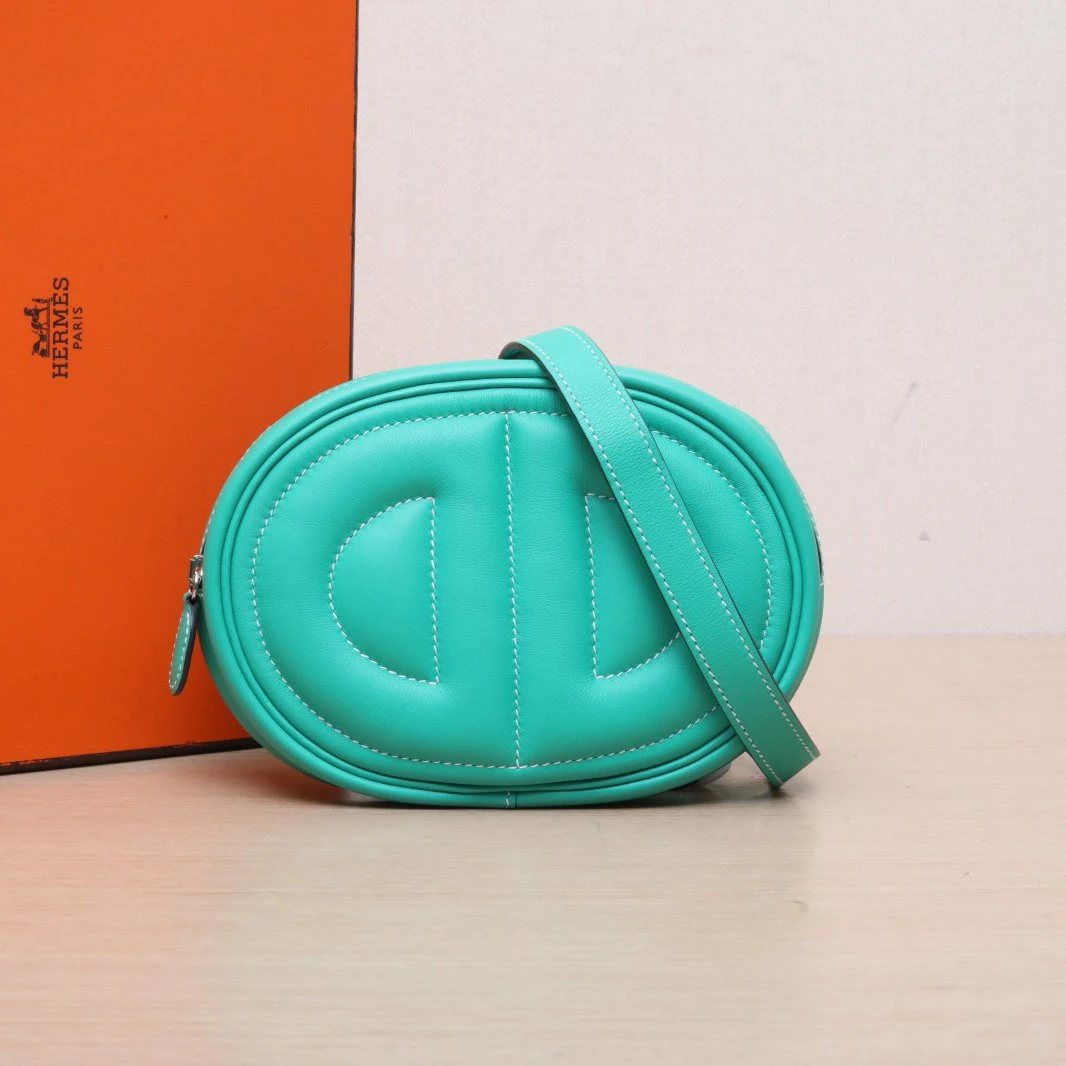 99新 Hermes/爱马仕 小花6欢 猪鼻子 腰包 薄荷绿 Swift皮 Z刻
