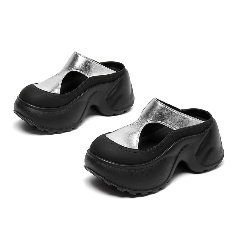 【增高7CM】真皮包头拖鞋女夏季新款厚底松糕百搭凉拖女外穿休闲时