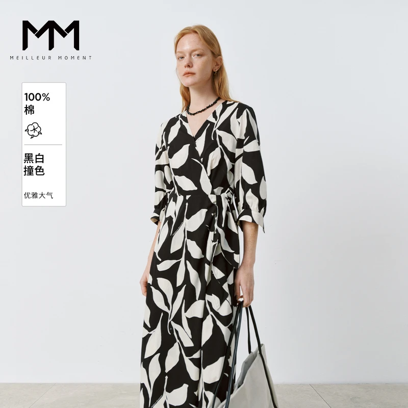 MM麦檬商场同款春新品碎花收腰连衣裙5G3290061