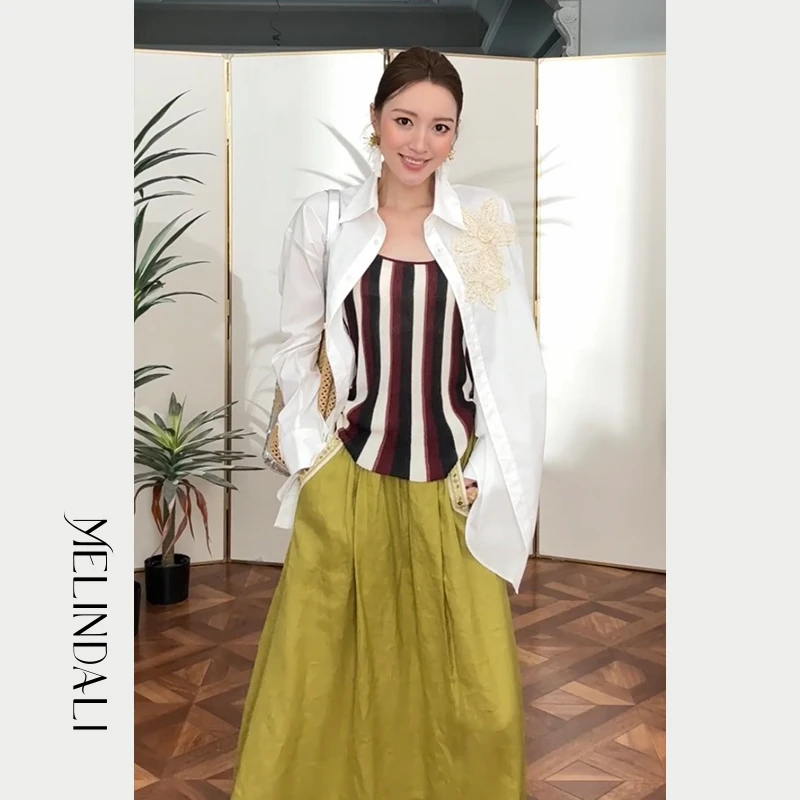 Melinda Li【花园札记】法式时尚设计感高支棉立体手工钩花宽松衬