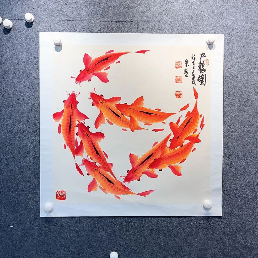 国画知鱼之乐纯手绘