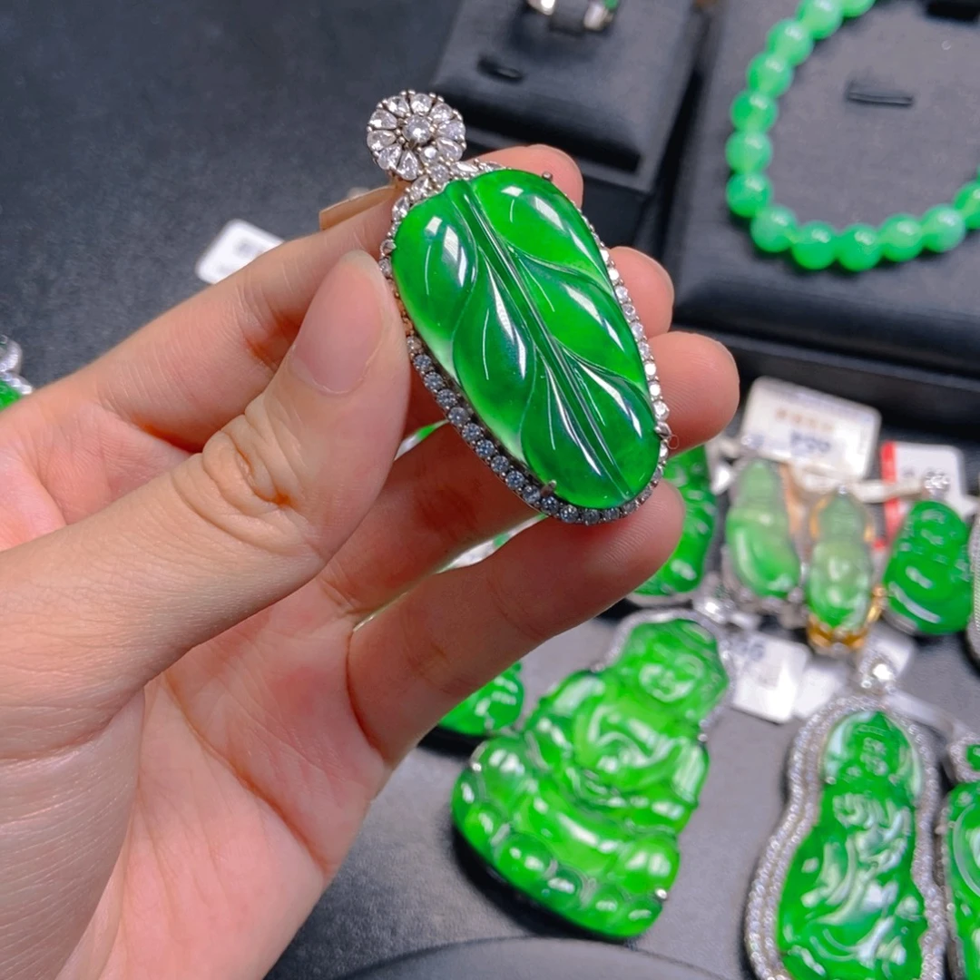 翡翠银S925镶嵌吊坠(不含链)