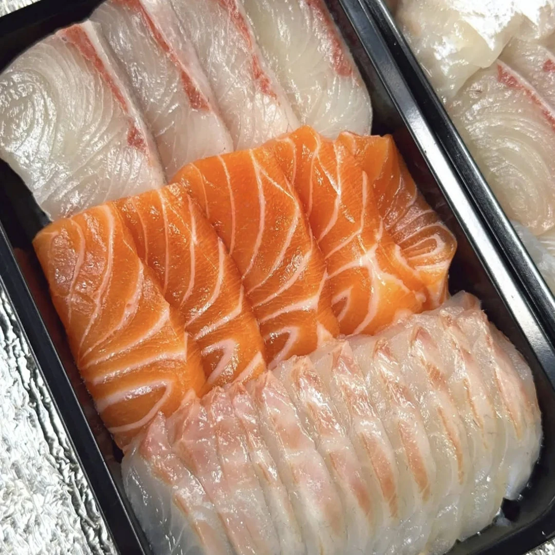 【刺身三拼】章红金头鲷法罗三文鱼红鸡冰鲜刺身拼盘（默认不切片）